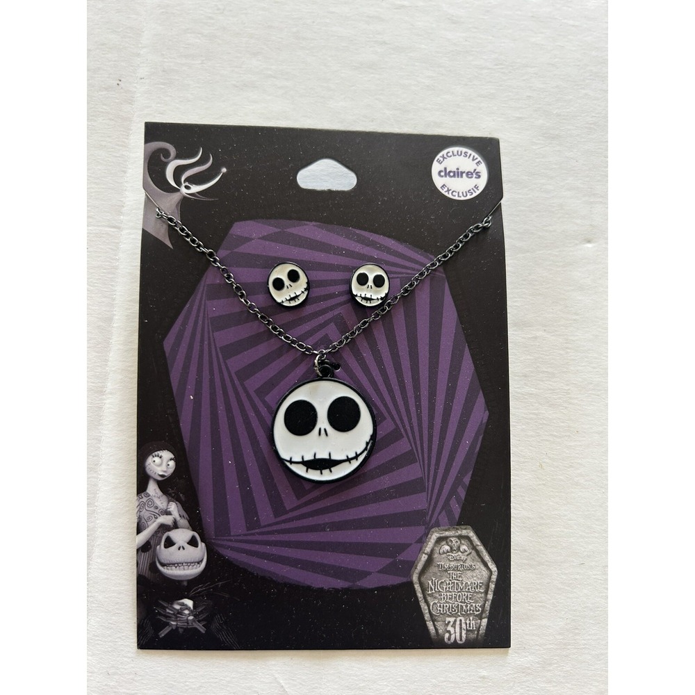 Claires Halloween Nightmare Before Christmas Stud Pierced Earrings Necklace Jack